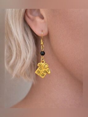 Gold Floral Jacket Earrings